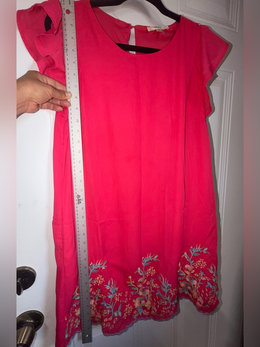 ANDREE BY UNIT Hot Pink Maxi Dress with Floral Hem